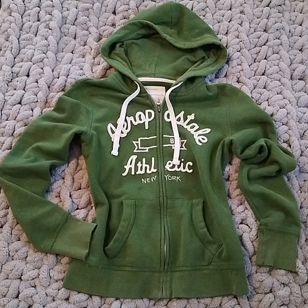 Aeropostale Pine Green Distressed Athletic Hoodie